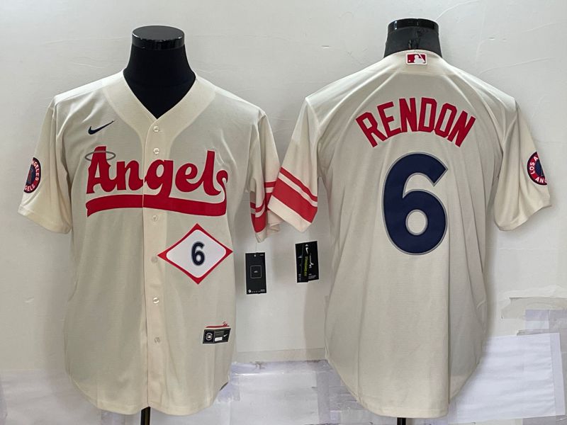 Men Los Angeles Angels 6 Rendon Cream City Edition Game Nike 2022 MLB Jerseys